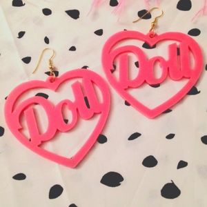 Doll earrings pink acrylic